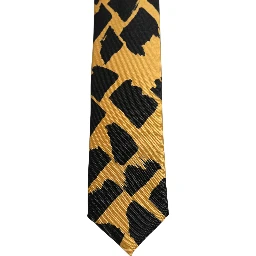 Yellow Black Abstract Silk Adjustable Tied Necktie Tie