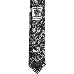 Black Musical Instrument Silk Adjustable Tied Necktie Tie