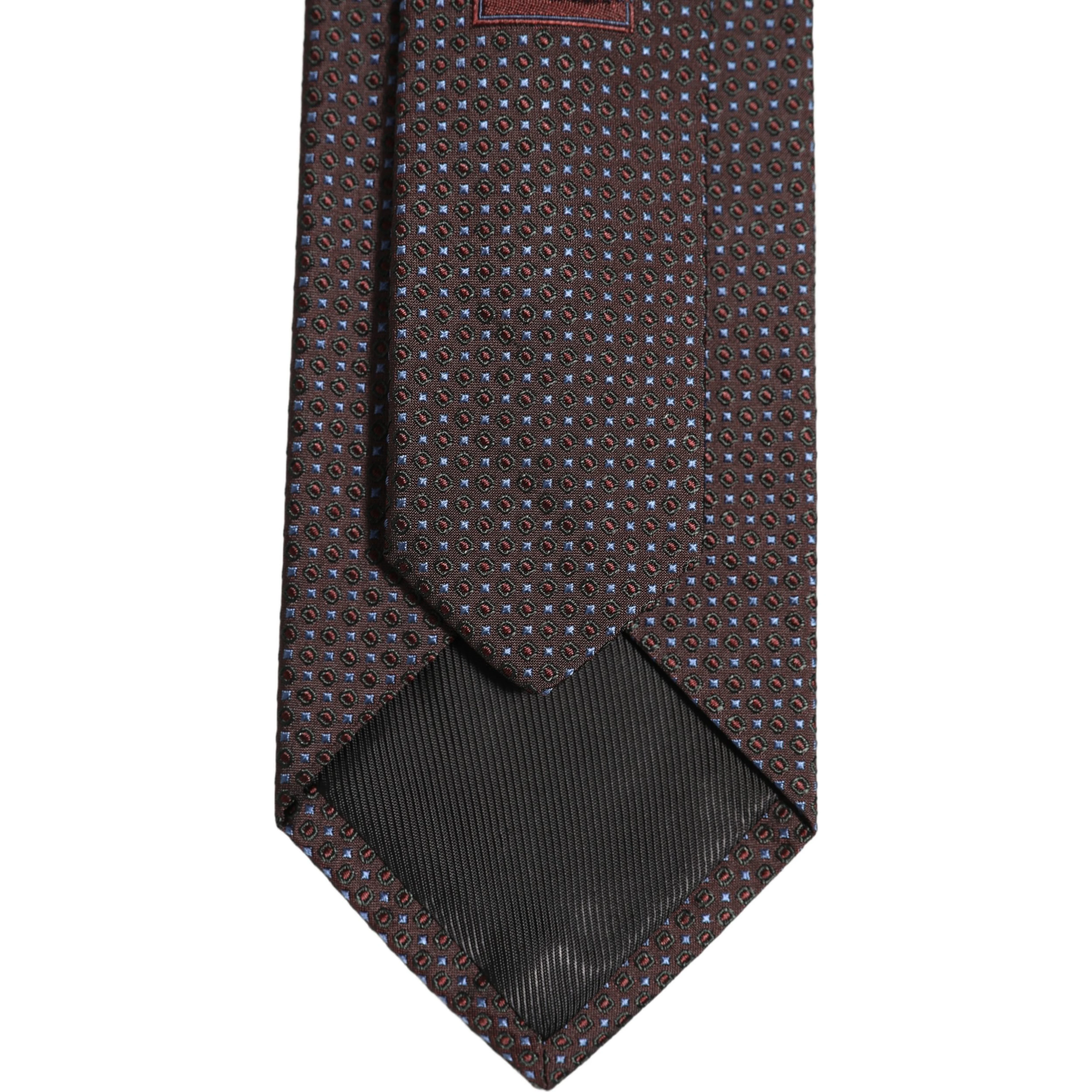 Men Brown Geometric Silk Adjustable Tied Necktie Tie