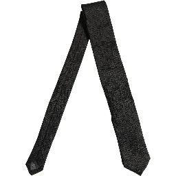 Black Polka Dot Jacquard Silk Adjustable Tied Necktie Tie