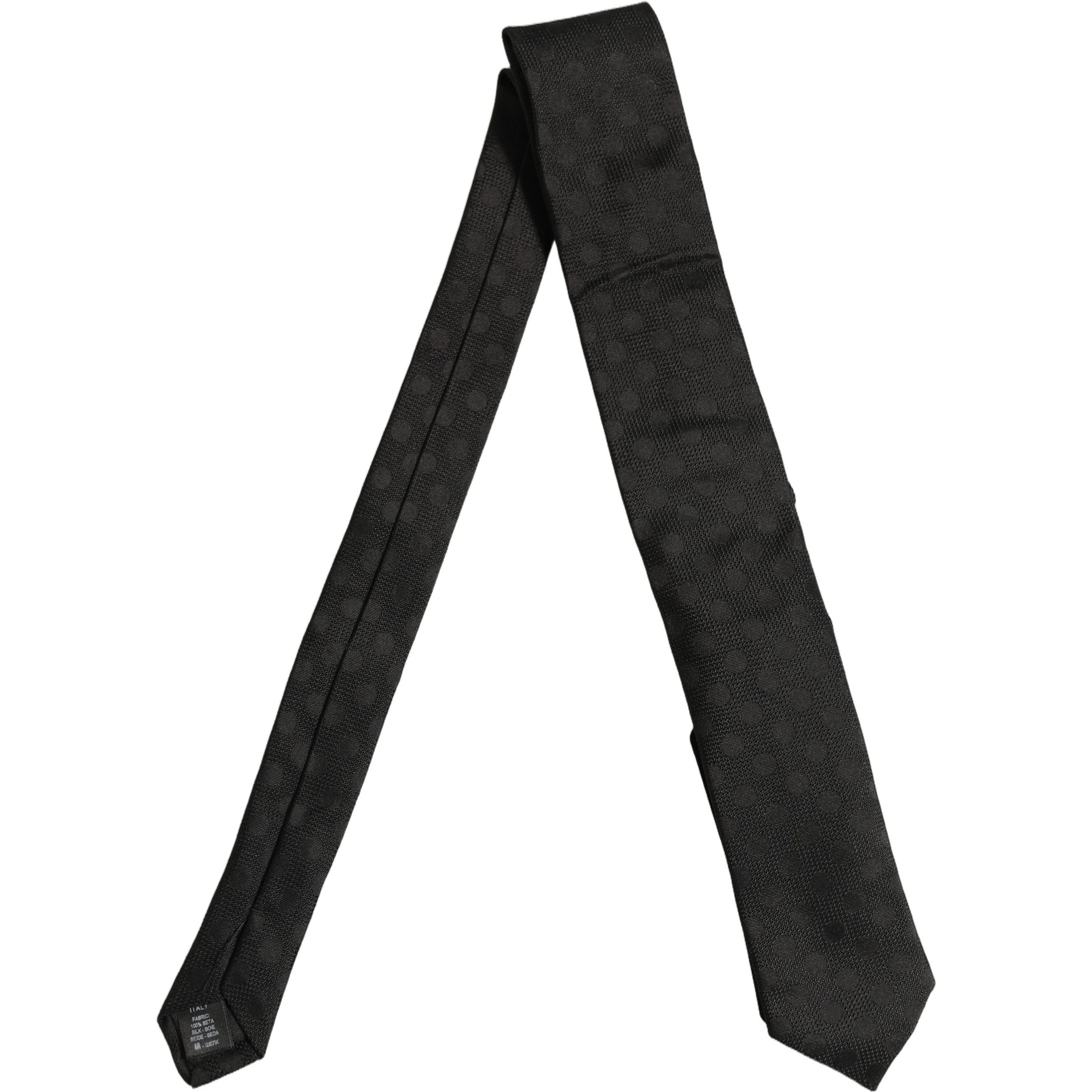 Black Polka Dot Jacquard Silk Adjustable Tied Necktie Tie