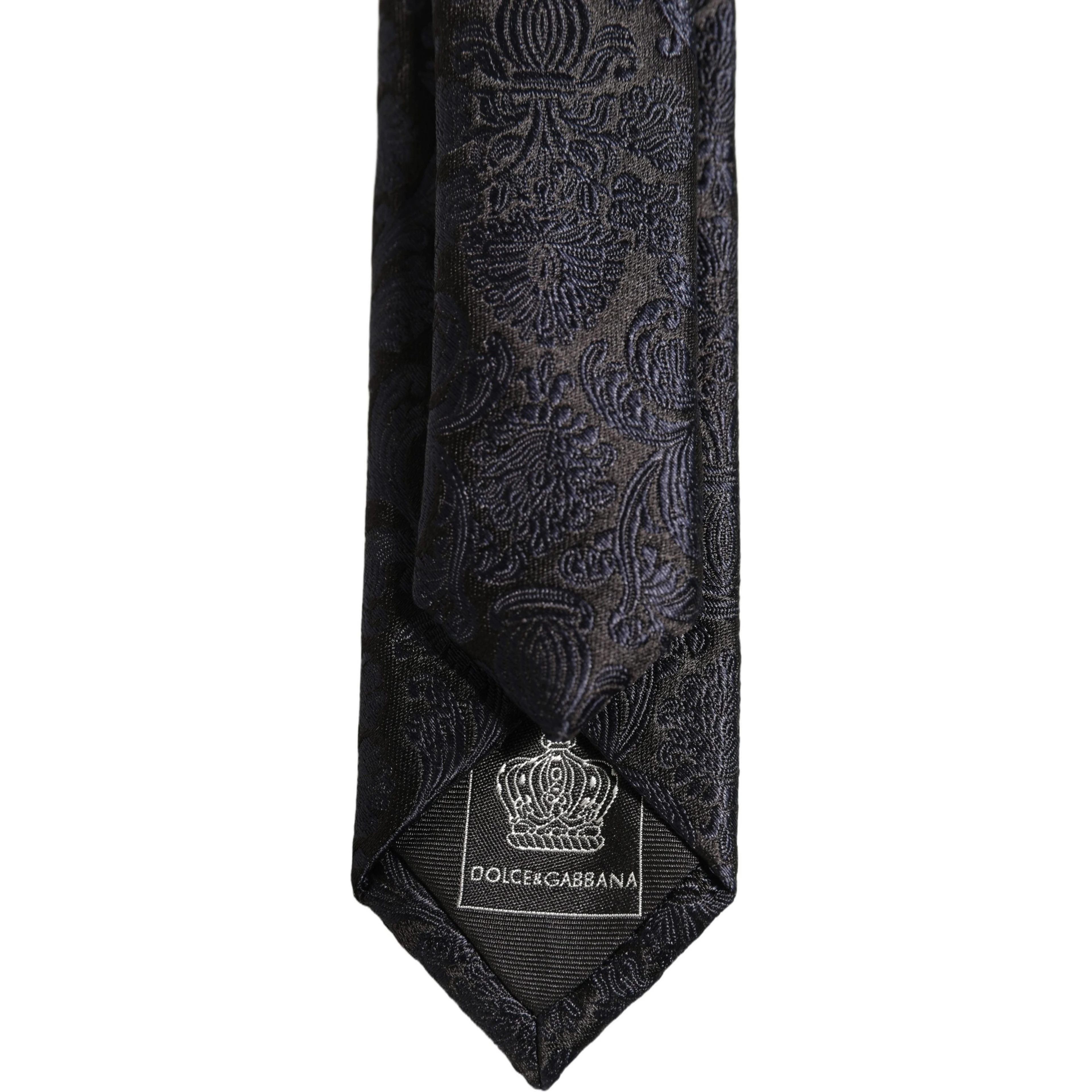 Men Dark Blue Floral Jacquard Adjustable Tied Necktie Tie