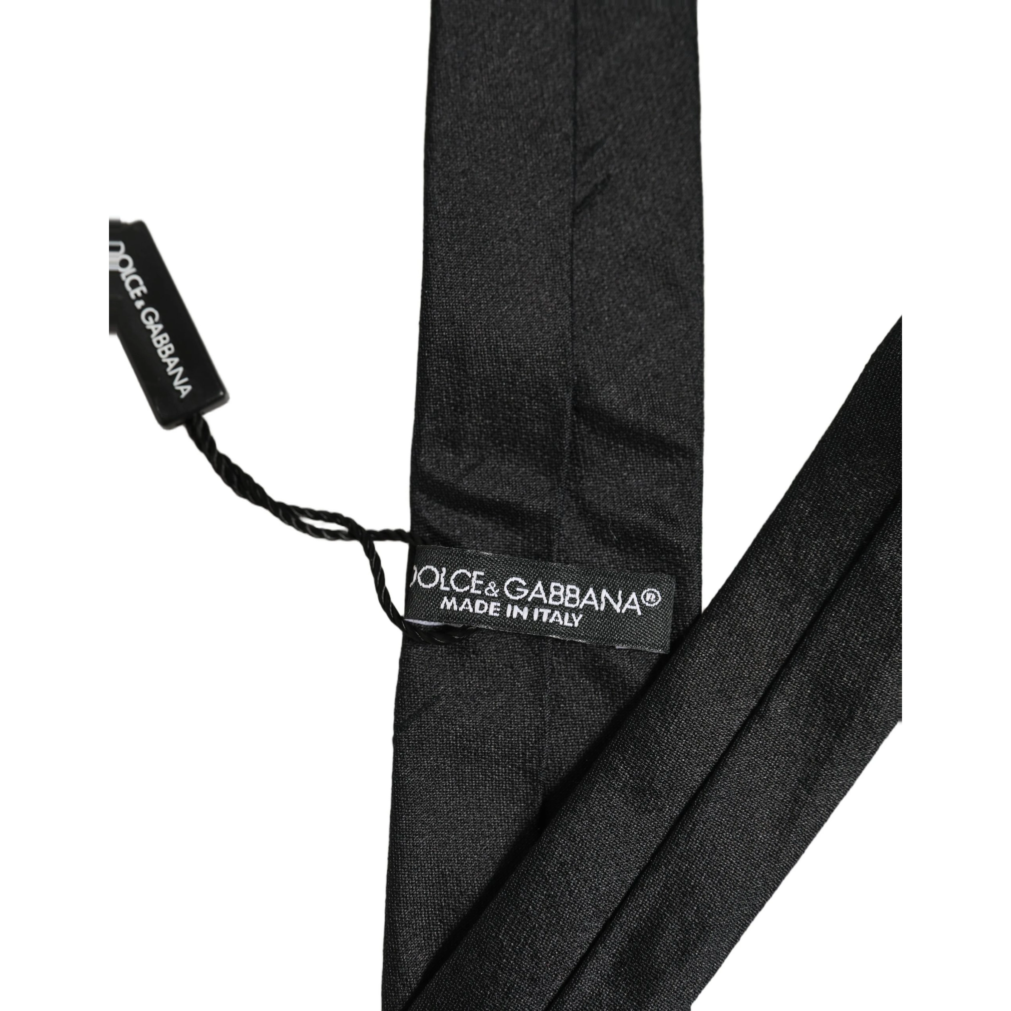 Men Black Satin Silk Classic Adjustable Tied Necktie Tie