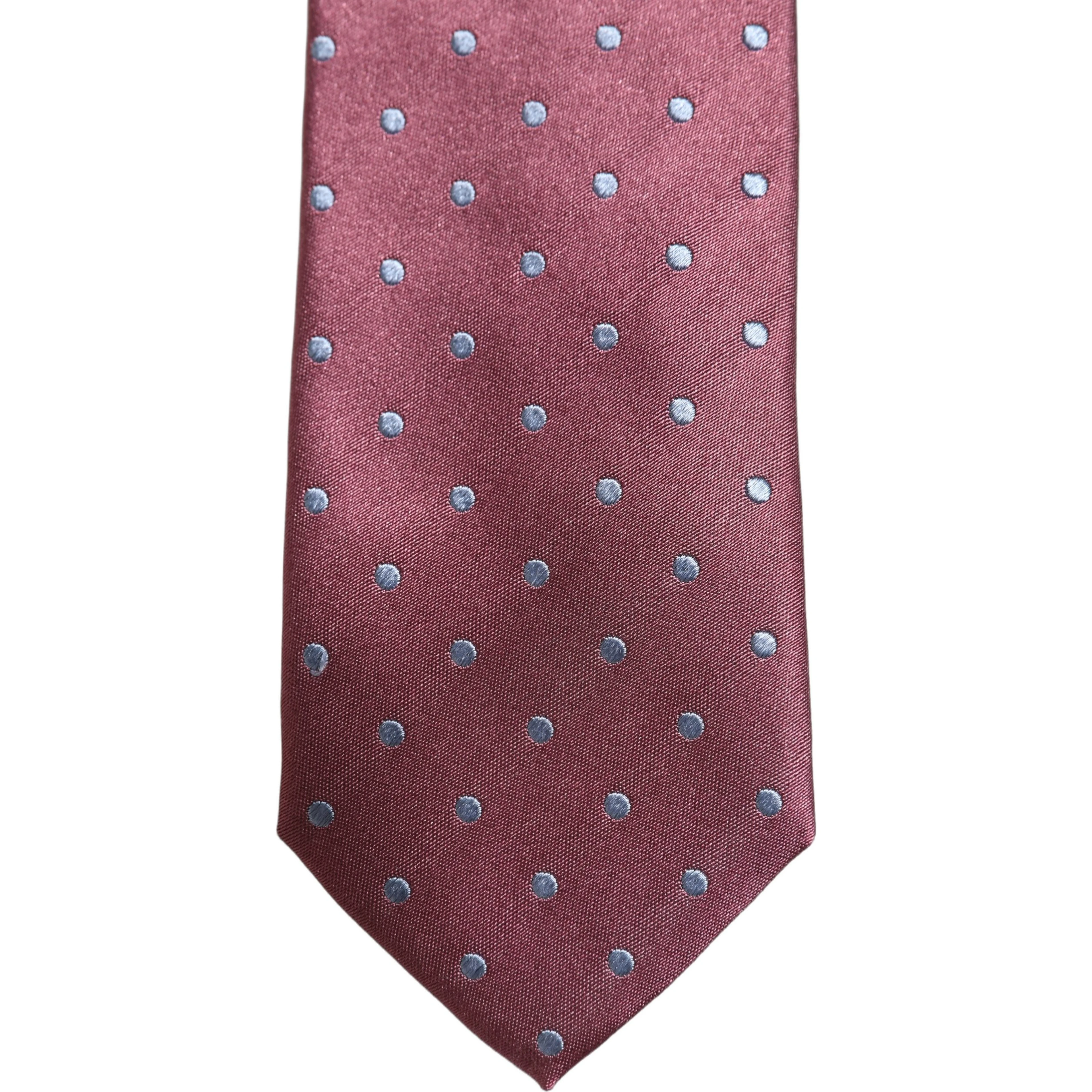 Men Maroon Silk Polka Dot Adjustable Tied Necktie Tie