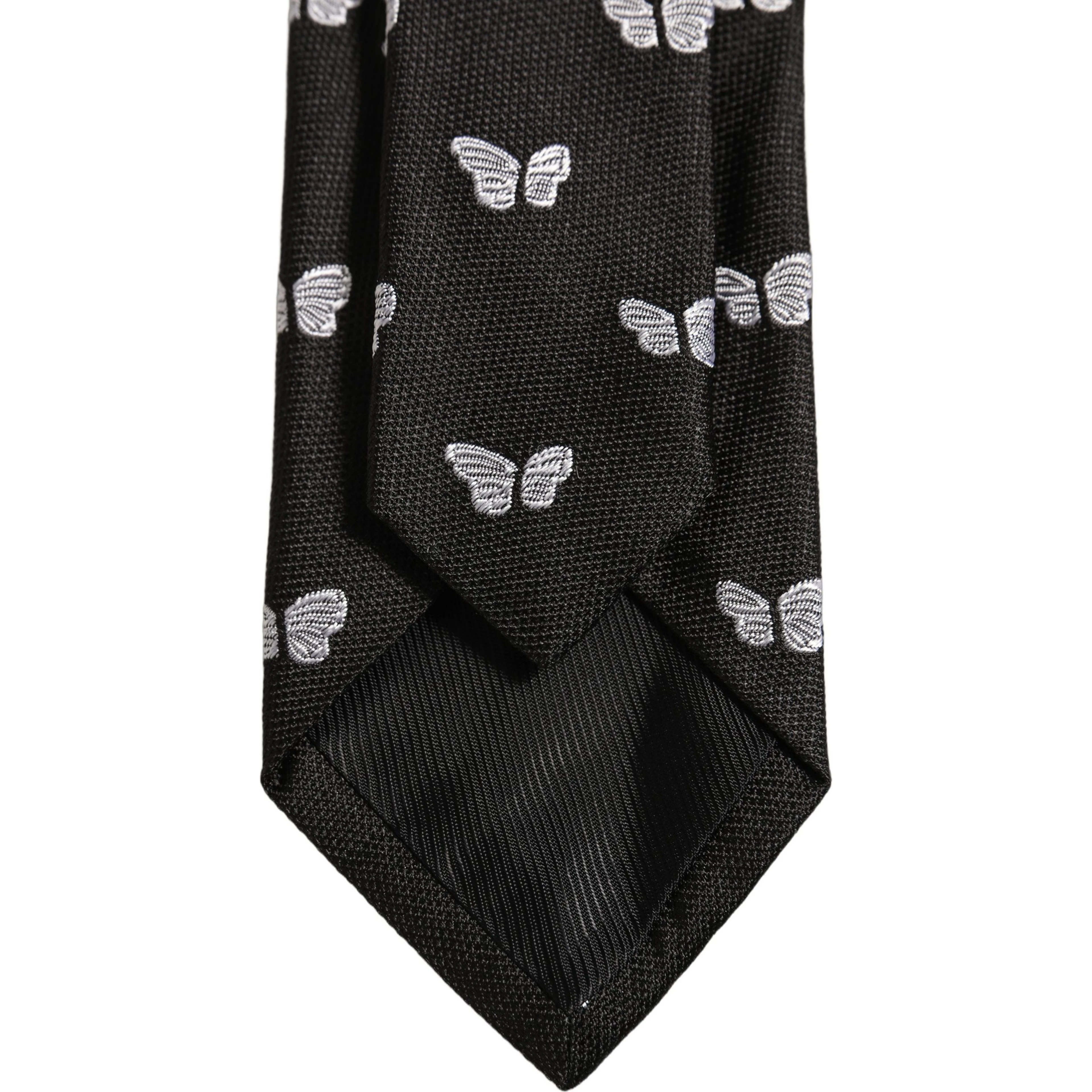 Men Black Silk Butterfly Adjustable Tied Necktie Tie