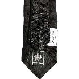 Black Polka Dot Jacquard Silk Adjustable Tied Necktie Tie