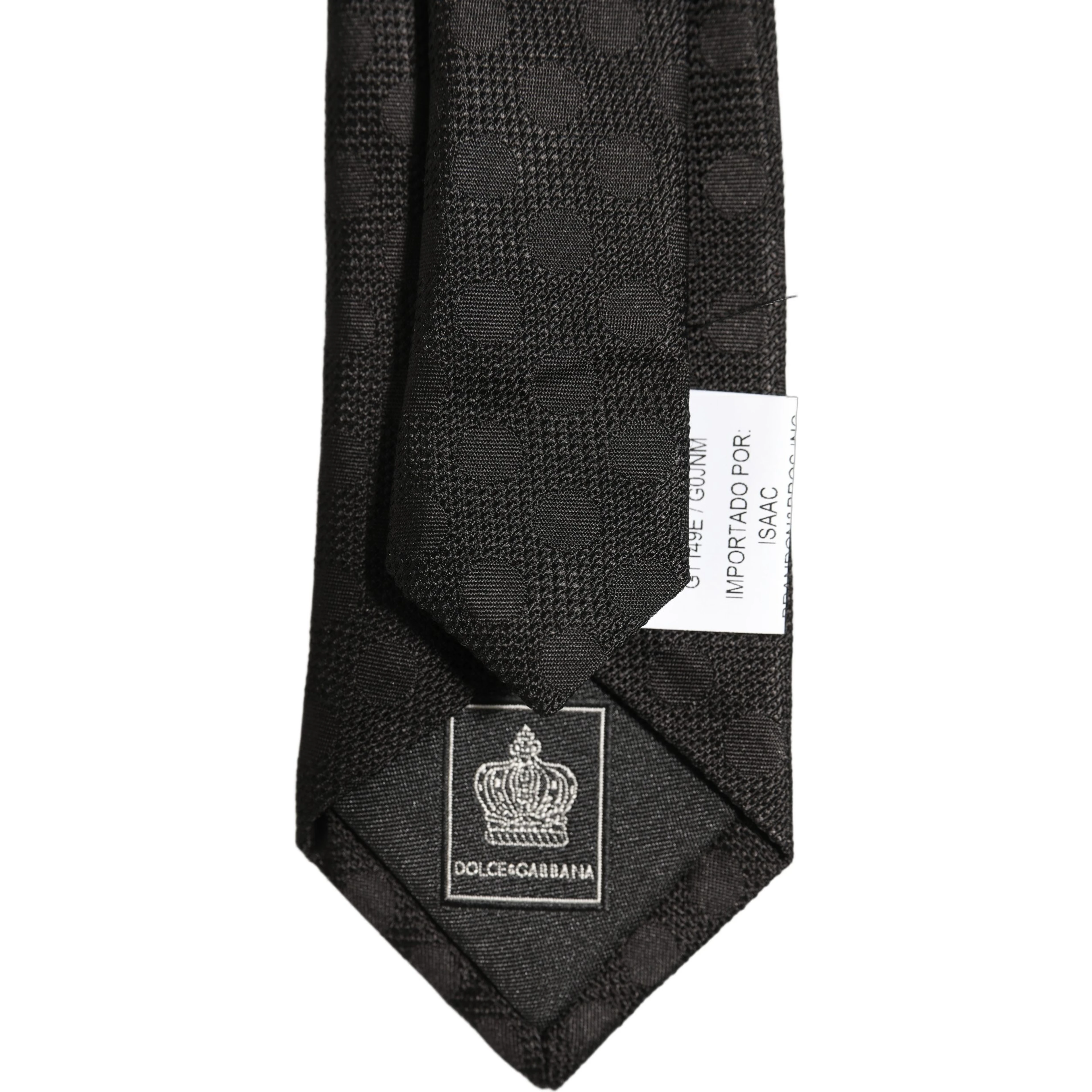 Black Polka Dot Jacquard Silk Adjustable Tied Necktie Tie