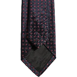Men Dark Blue Geometric Silk Adjustable Tied Necktie Tie