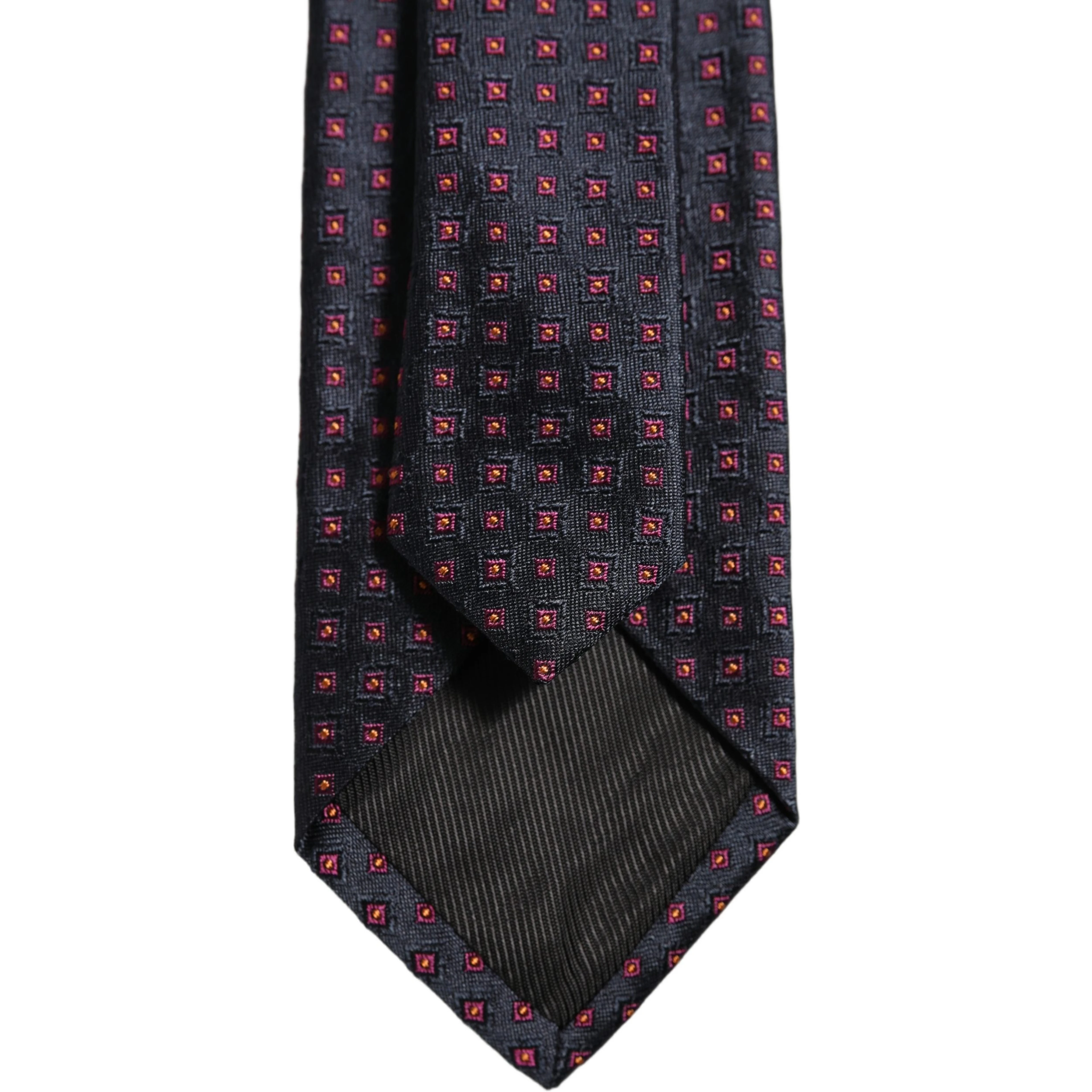 Men Dark Blue Geometric Silk Adjustable Tied Necktie Tie