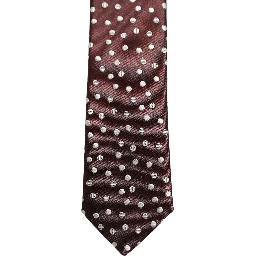 Men Burgundy Polka Dot Silk Adjustable Tied Necktie Tie
