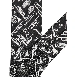 Black Musical Instrument Silk Adjustable Tied Necktie Tie