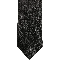 Black Polka Dot Jacquard Silk Adjustable Tied Necktie Tie