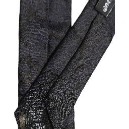 Men Black Floral Jacquard Adjustable Tied Necktie Tie