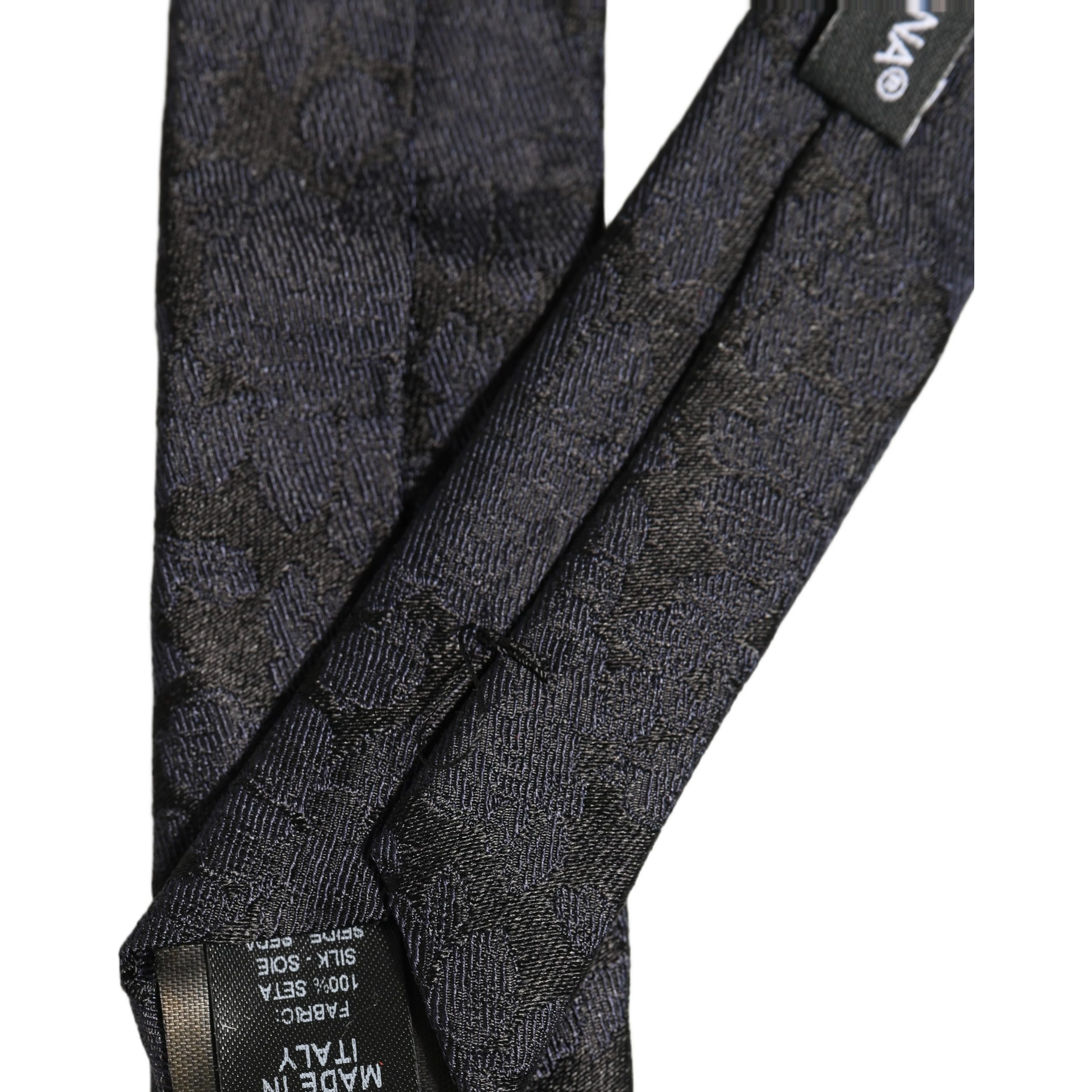 Men Black Floral Jacquard Adjustable Tied Necktie Tie