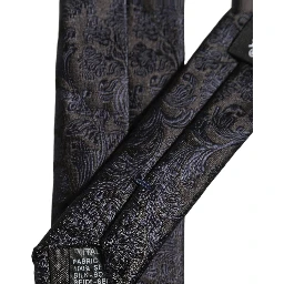 Men Dark Blue Floral Jacquard Adjustable Tied Necktie Tie