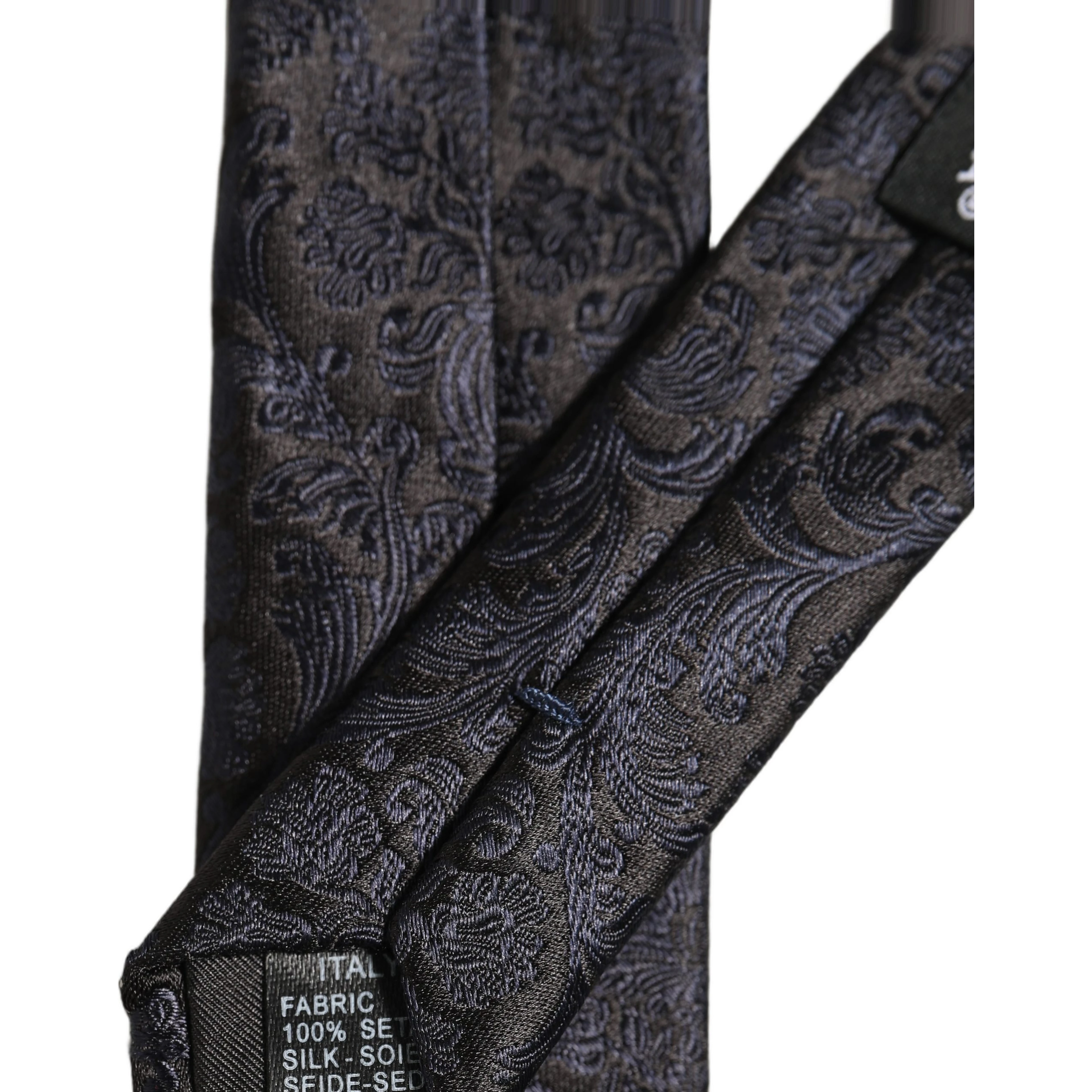 Men Dark Blue Floral Jacquard Adjustable Tied Necktie Tie