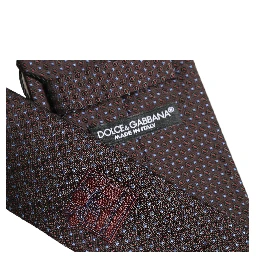 Men Brown Geometric Silk Adjustable Tied Necktie Tie