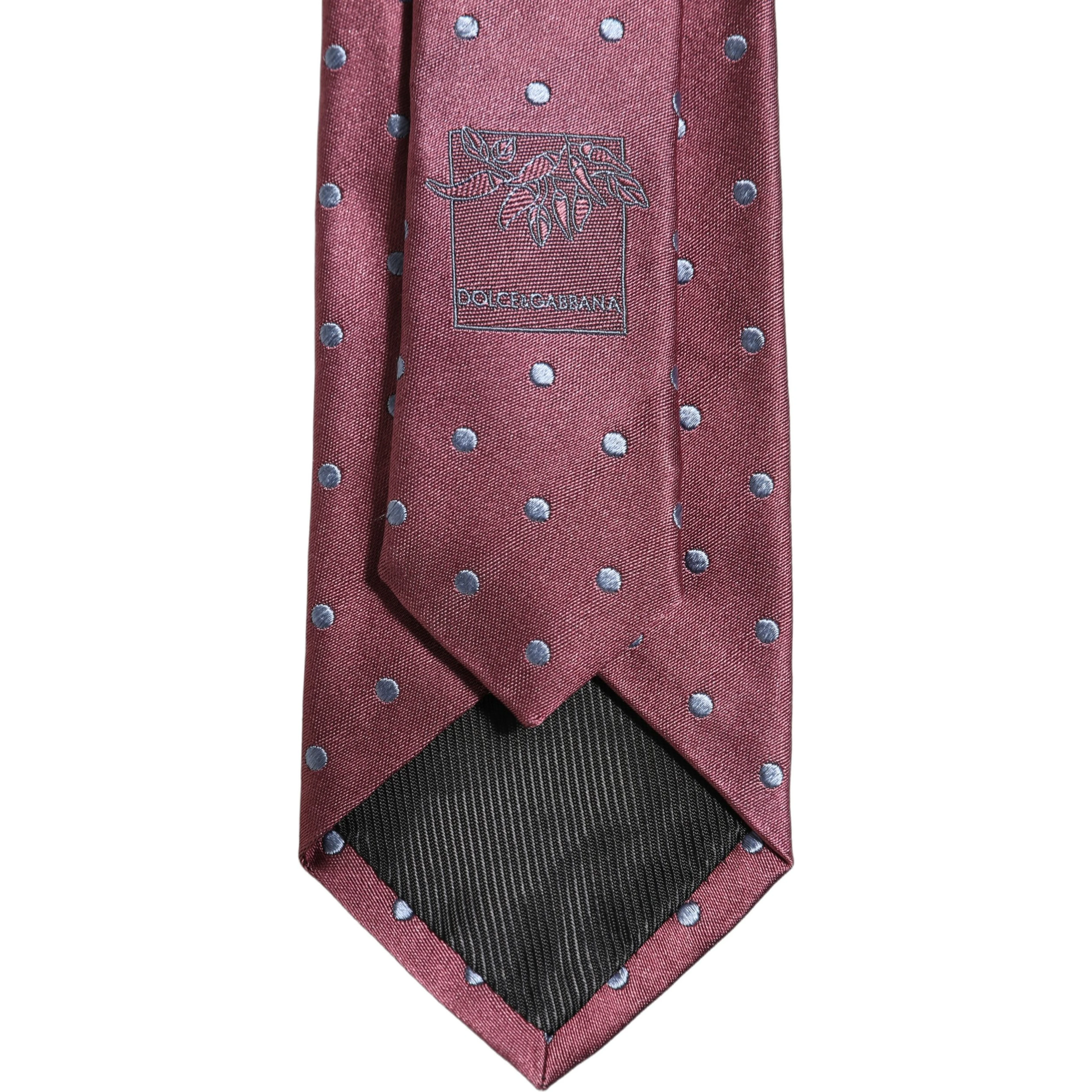 Men Maroon Silk Polka Dot Adjustable Tied Necktie Tie