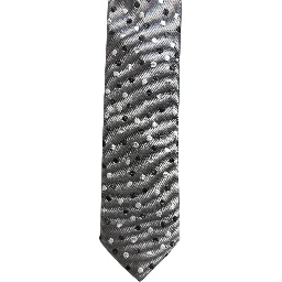 Men Gray Polka Dot Silk Adjustable Tied Necktie Tie