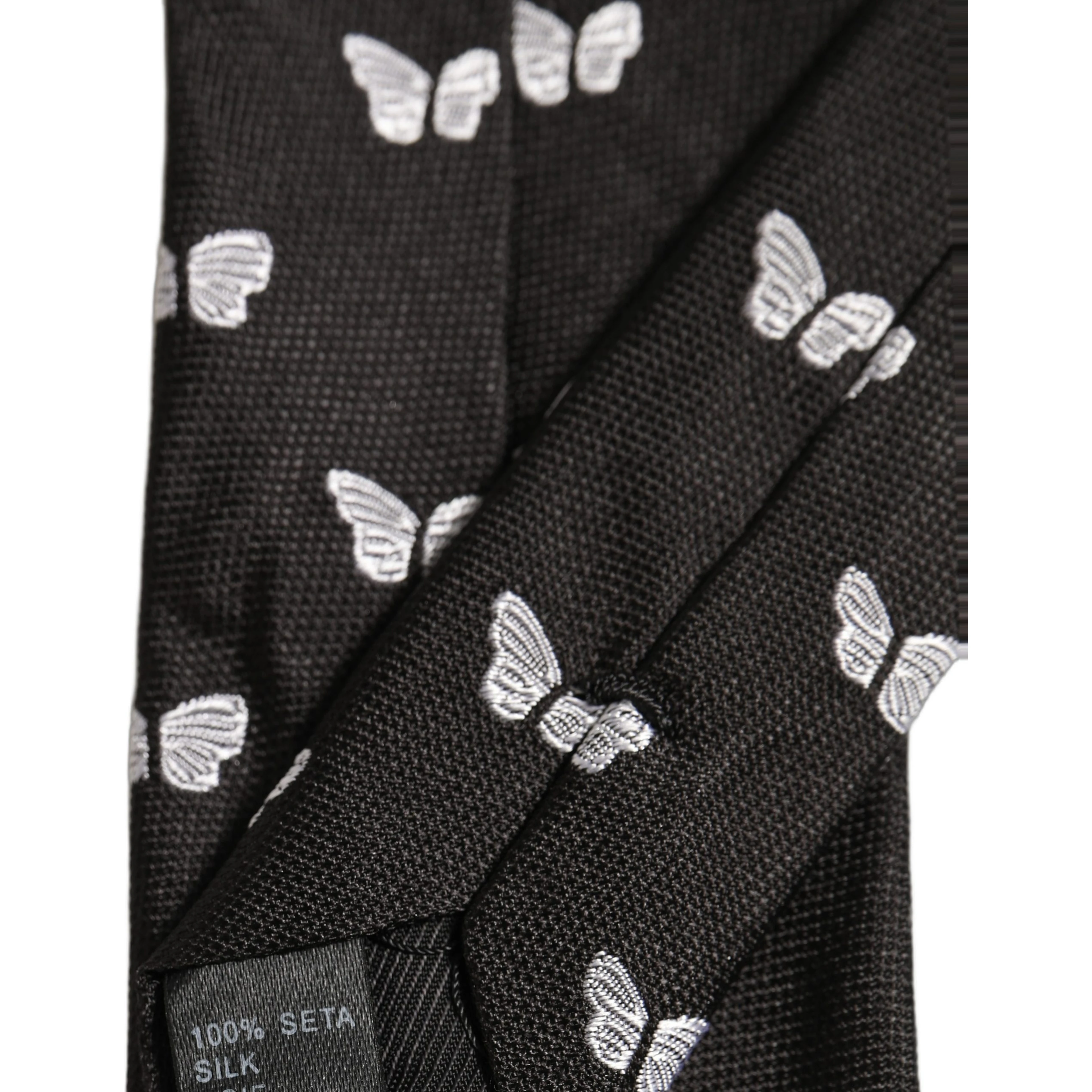 Men Black Silk Butterfly Adjustable Tied Necktie Tie