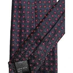 Men Dark Blue Geometric Silk Adjustable Tied Necktie Tie