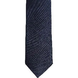 Men Dark Blue Textured Silk Adjustable Tied Necktie Tie