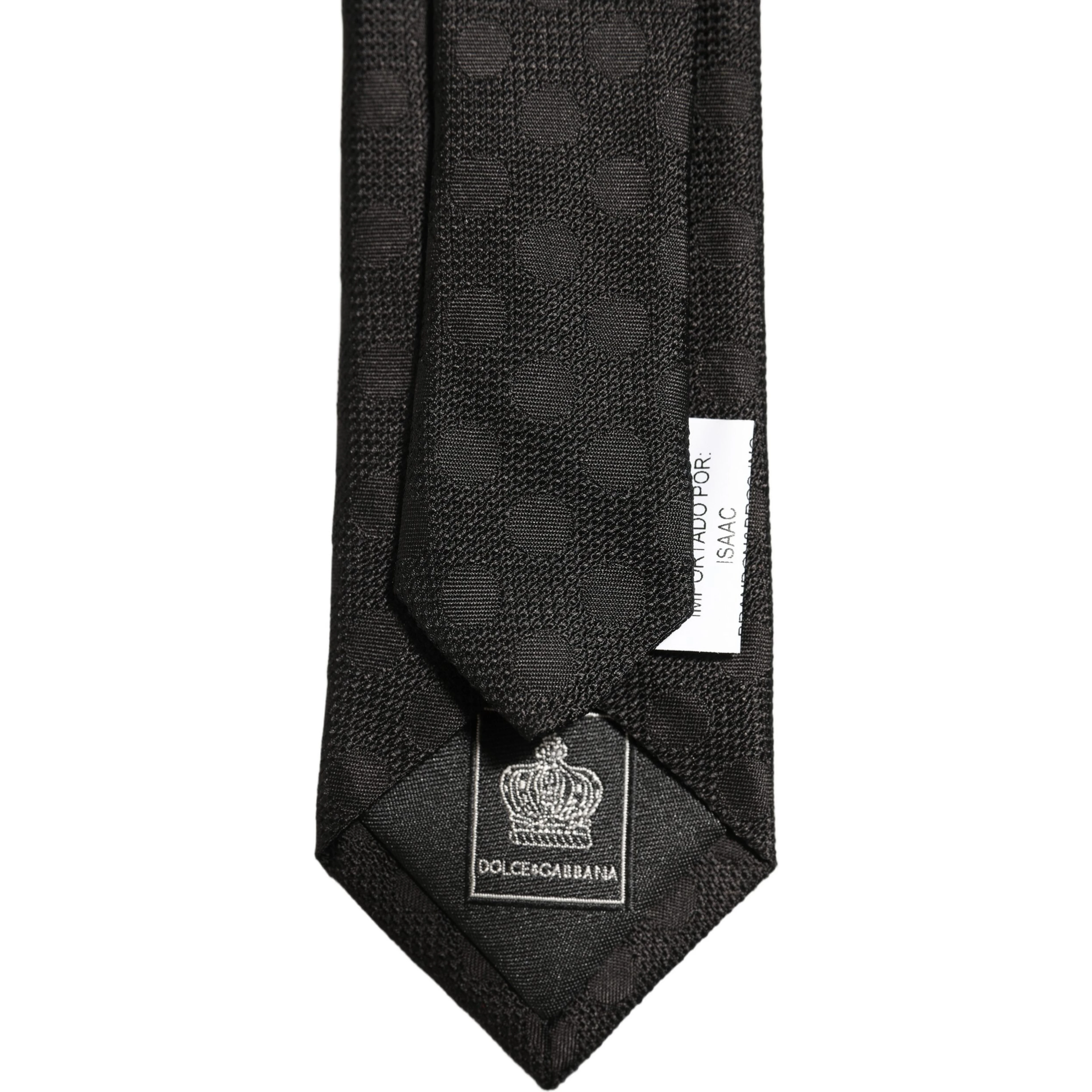 Black Polka Dot Jacquard Silk Adjustable Tied Necktie Tie