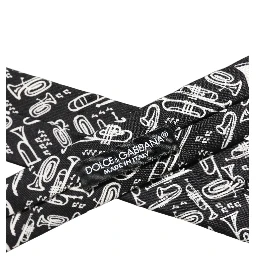 Black Musical Instrument Silk Adjustable Tied Necktie Tie