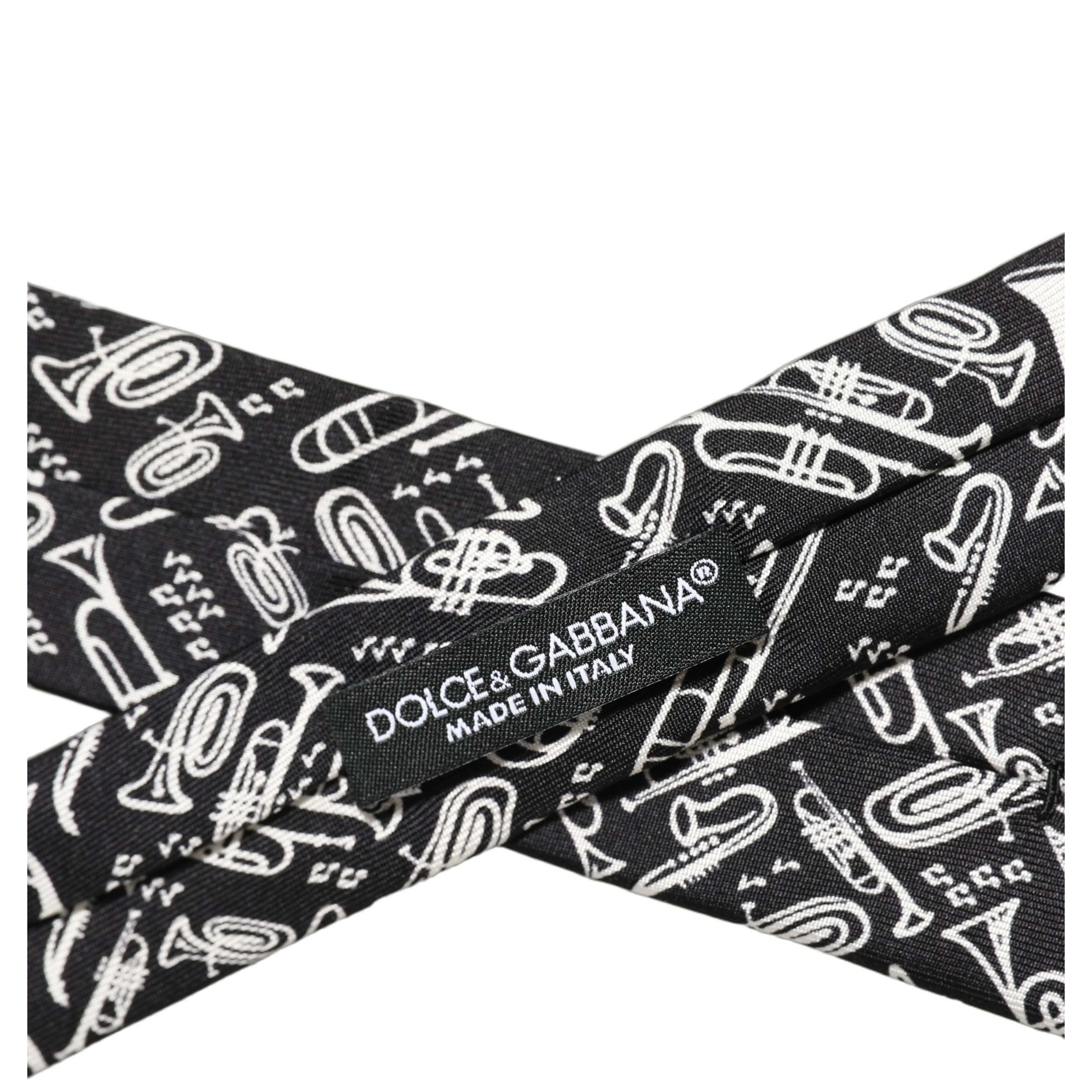 Black Musical Instrument Silk Adjustable Tied Necktie Tie