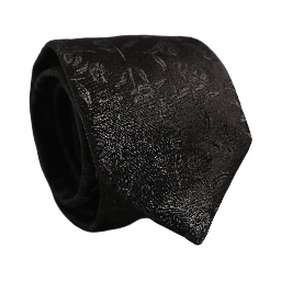 Black Silk Floral Jacquard Adjustable Tied Necktie Tie