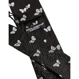 Men Black Silk Butterfly Adjustable Tied Necktie Tie
