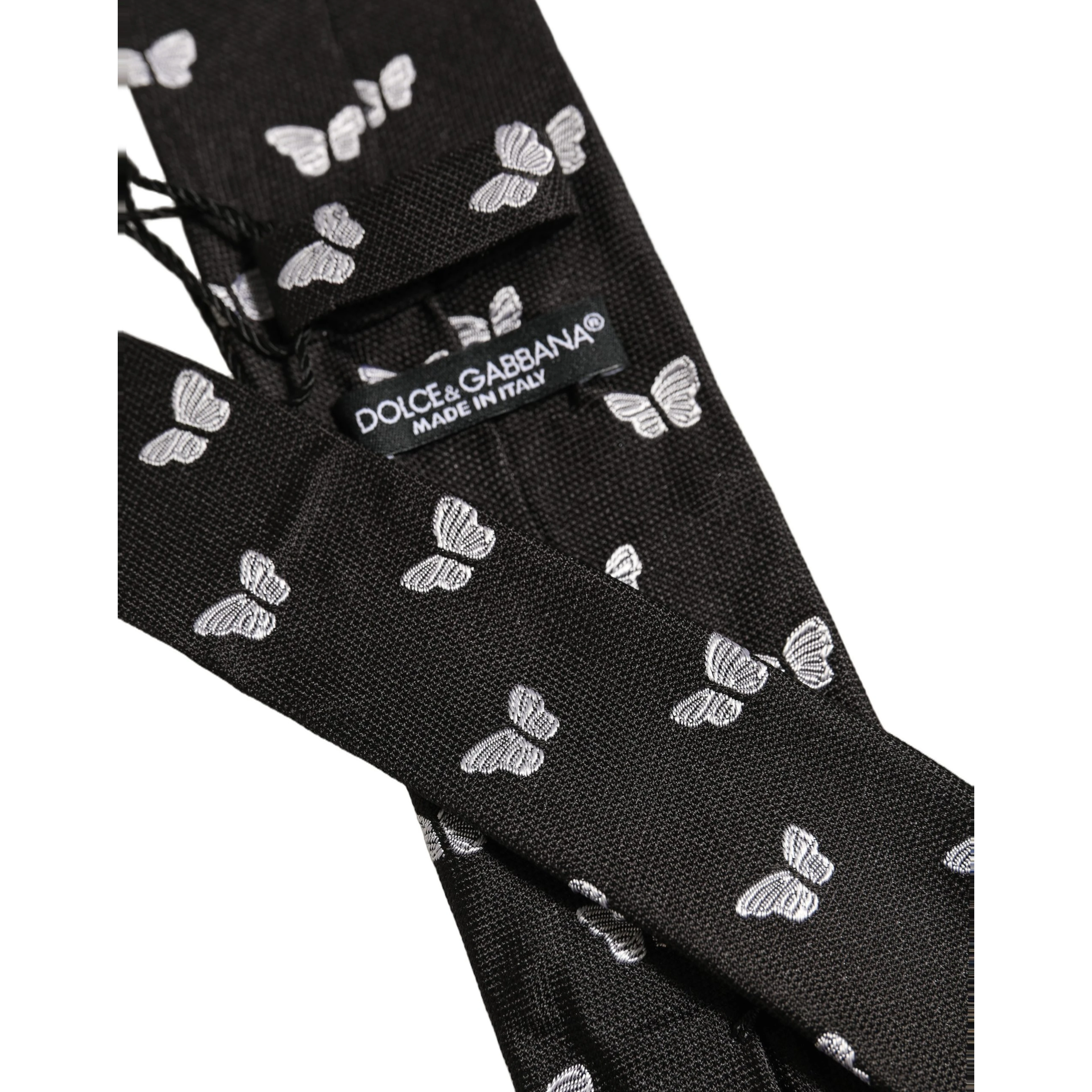 Men Black Silk Butterfly Adjustable Tied Necktie Tie