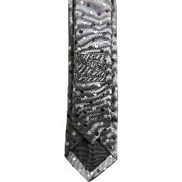 Men Gray Polka Dot Silk Adjustable Tied Necktie Tie