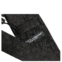 Black Polka Dot Jacquard Silk Adjustable Tied Necktie Tie