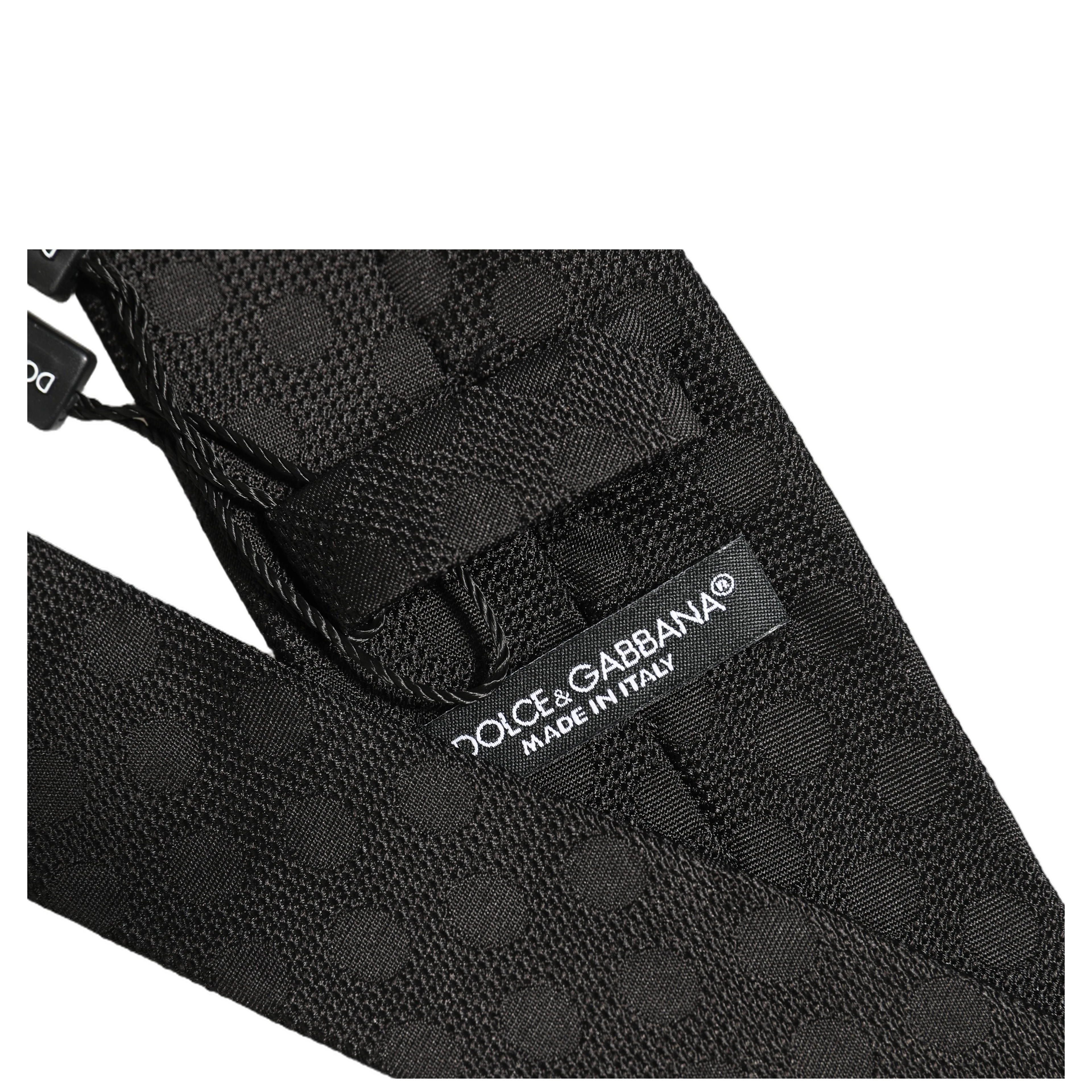 Black Polka Dot Jacquard Silk Adjustable Tied Necktie Tie