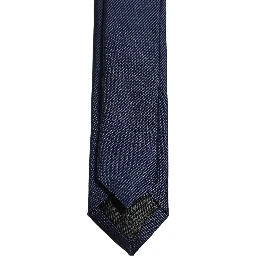 Men Dark Blue Textured Silk Adjustable Tied Necktie Tie