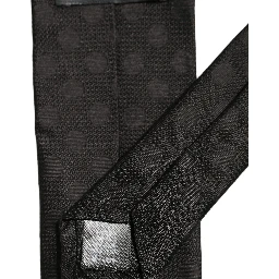 Black Polka Dot Jacquard Silk Adjustable Tied Necktie Tie