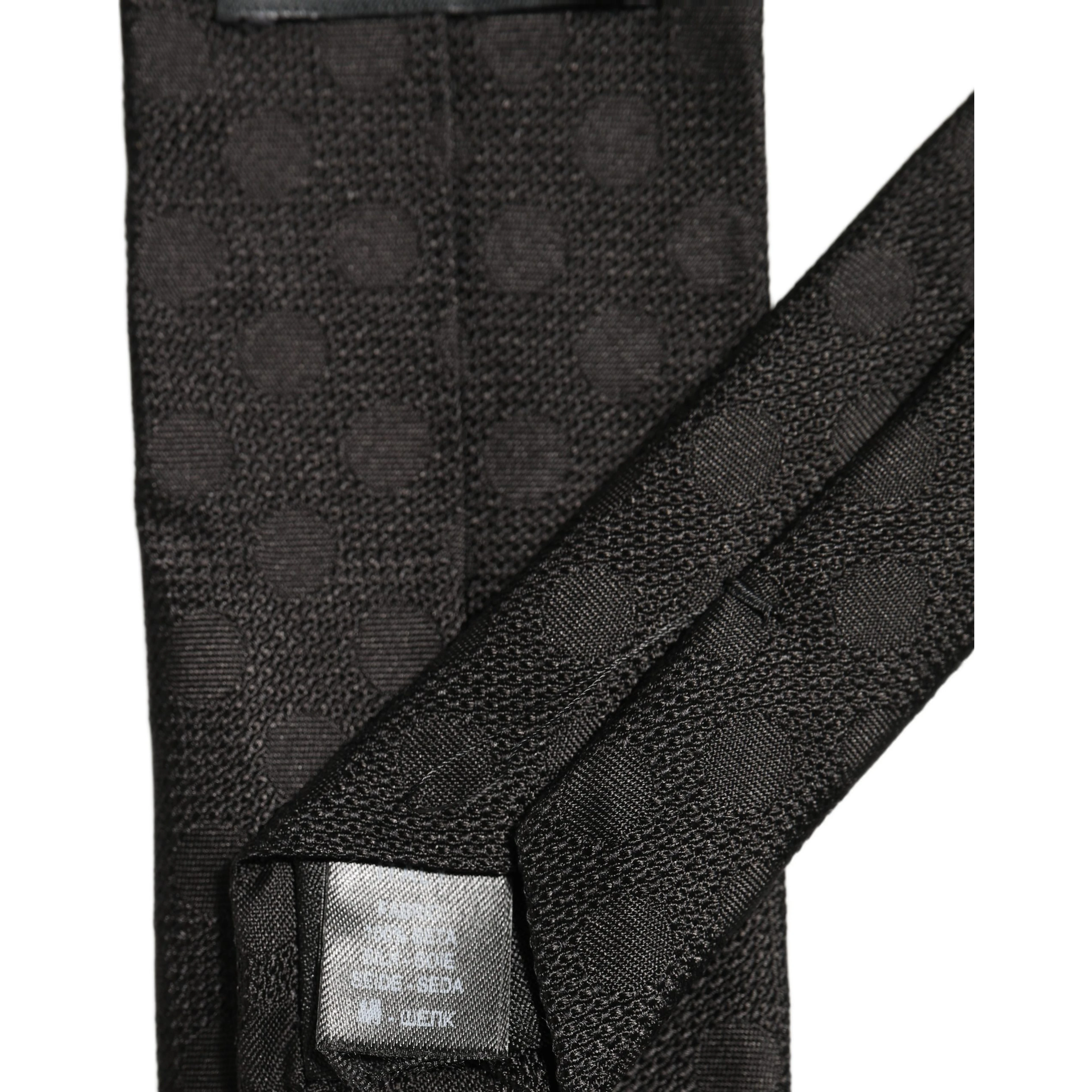 Black Polka Dot Jacquard Silk Adjustable Tied Necktie Tie