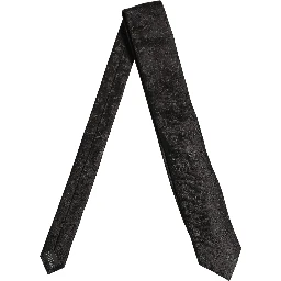 Black Silk Floral Jacquard Adjustable Tied Necktie Tie