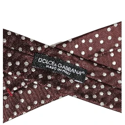 Men Burgundy Polka Dot Silk Adjustable Tied Necktie Tie