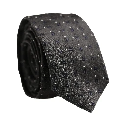 Men Dark Gray Geometric Silk Adjustable Tied Necktie Tie
