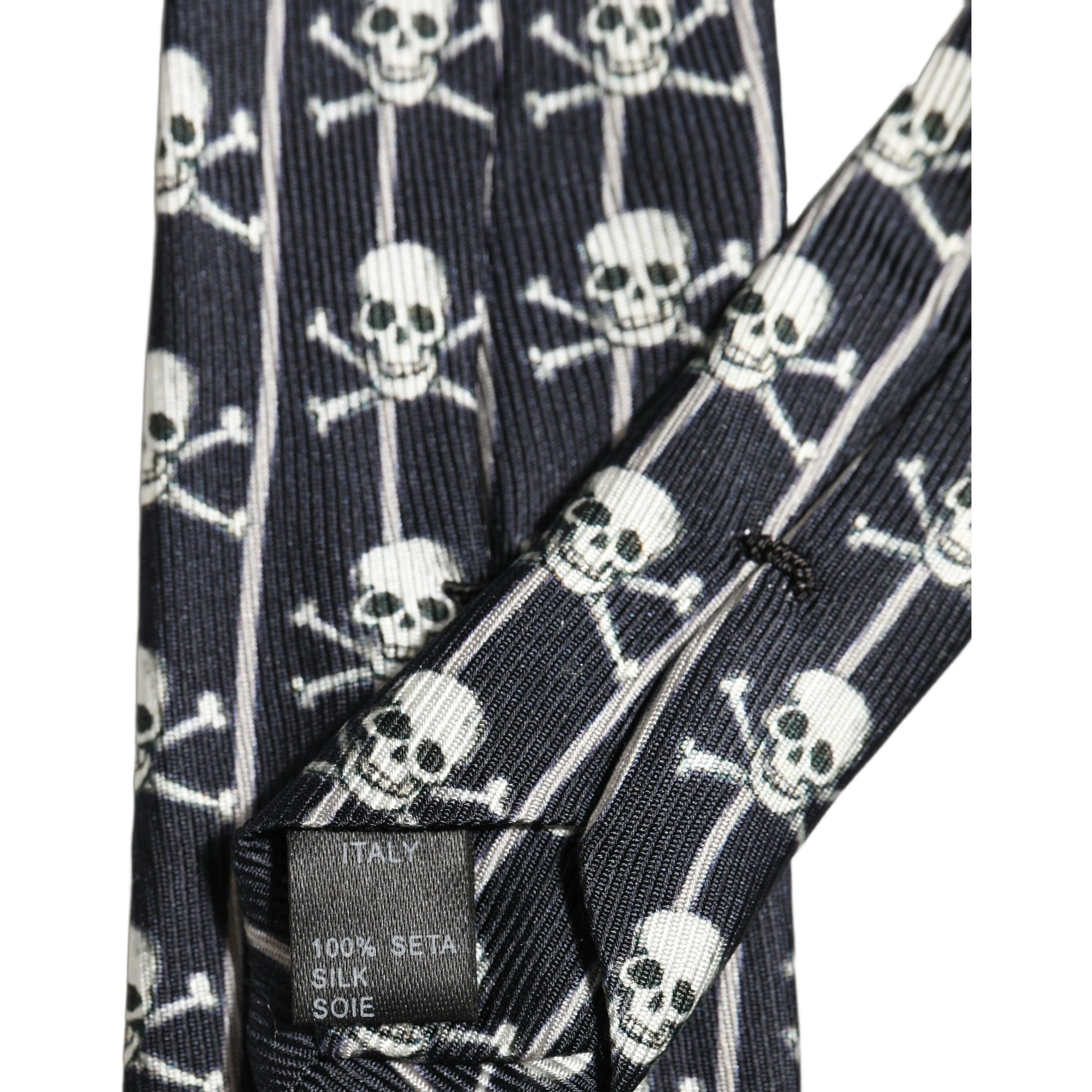 Men Black Silk Skull Fantasy Adjustable Tied Necktie Tie
