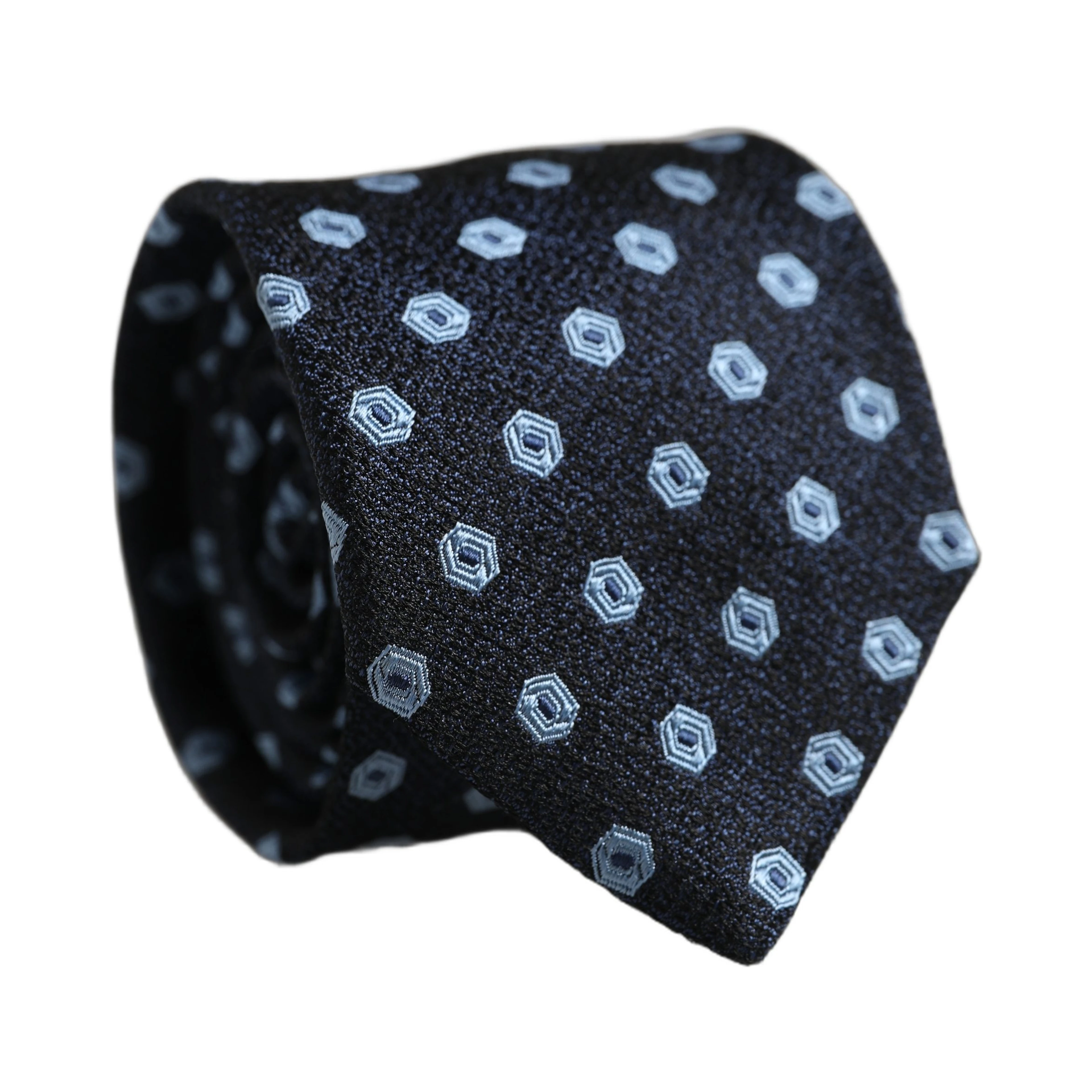 Men Blue Silk Geometric Adjustable Tied Necktie Tie