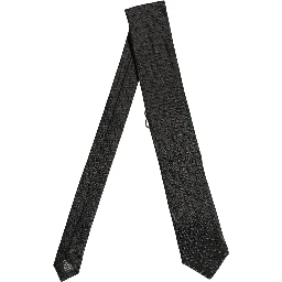 Black Polka Dot Jacquard Silk Adjustable Tied Necktie Tie