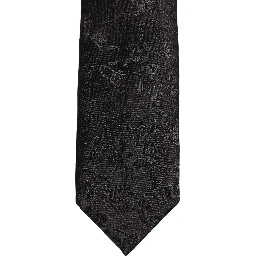 Black Silk Floral Jacquard Adjustable Tied Necktie Tie