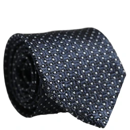 Men Blue Silk Geometric Adjustable Tied Necktie Tie