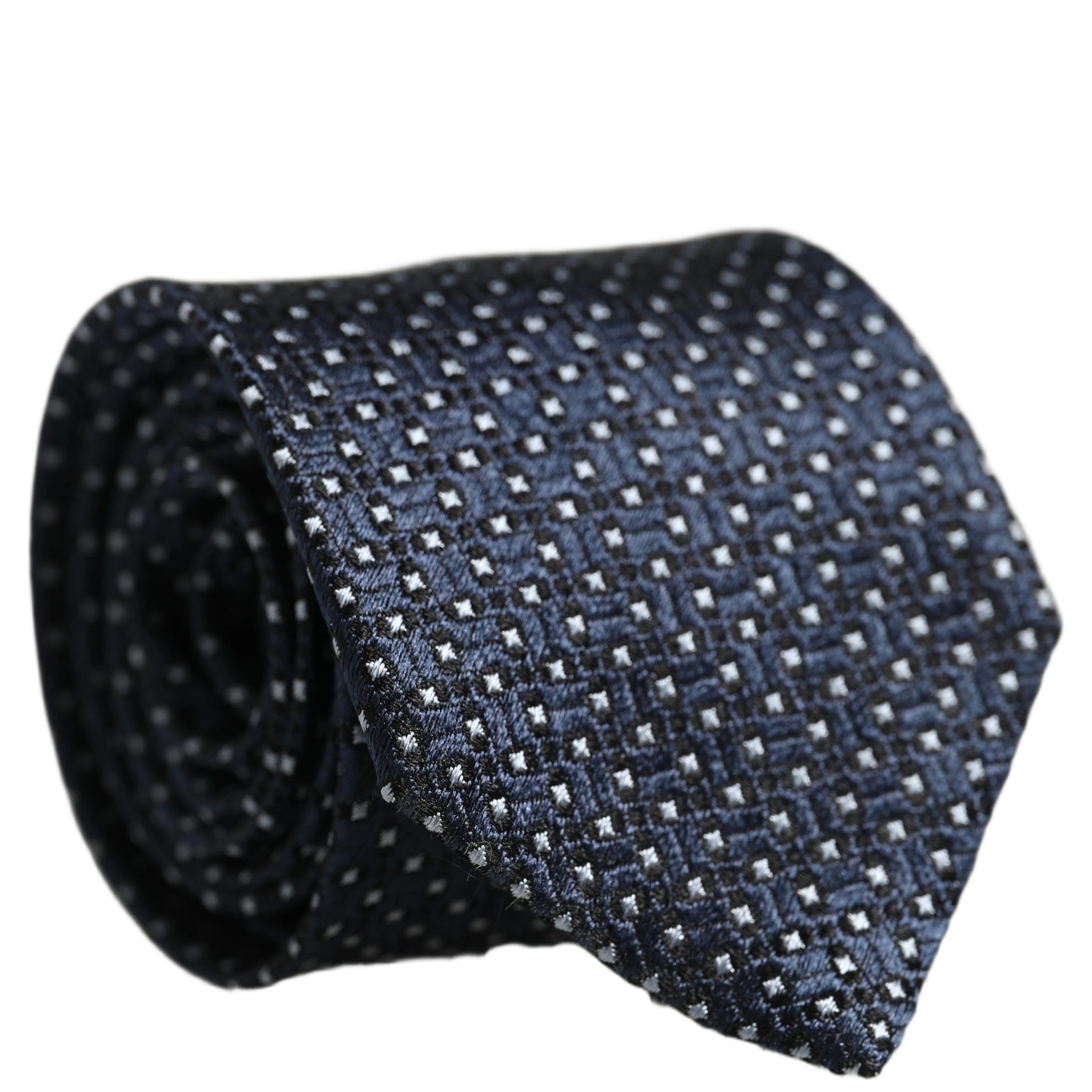 Men Blue Silk Geometric Adjustable Tied Necktie Tie