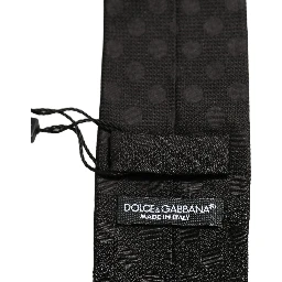 Black Polka Dot Jacquard Silk Adjustable Tied Necktie Tie