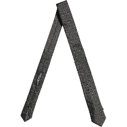 Men Dark Gray Geometric Silk Adjustable Tied Necktie Tie
