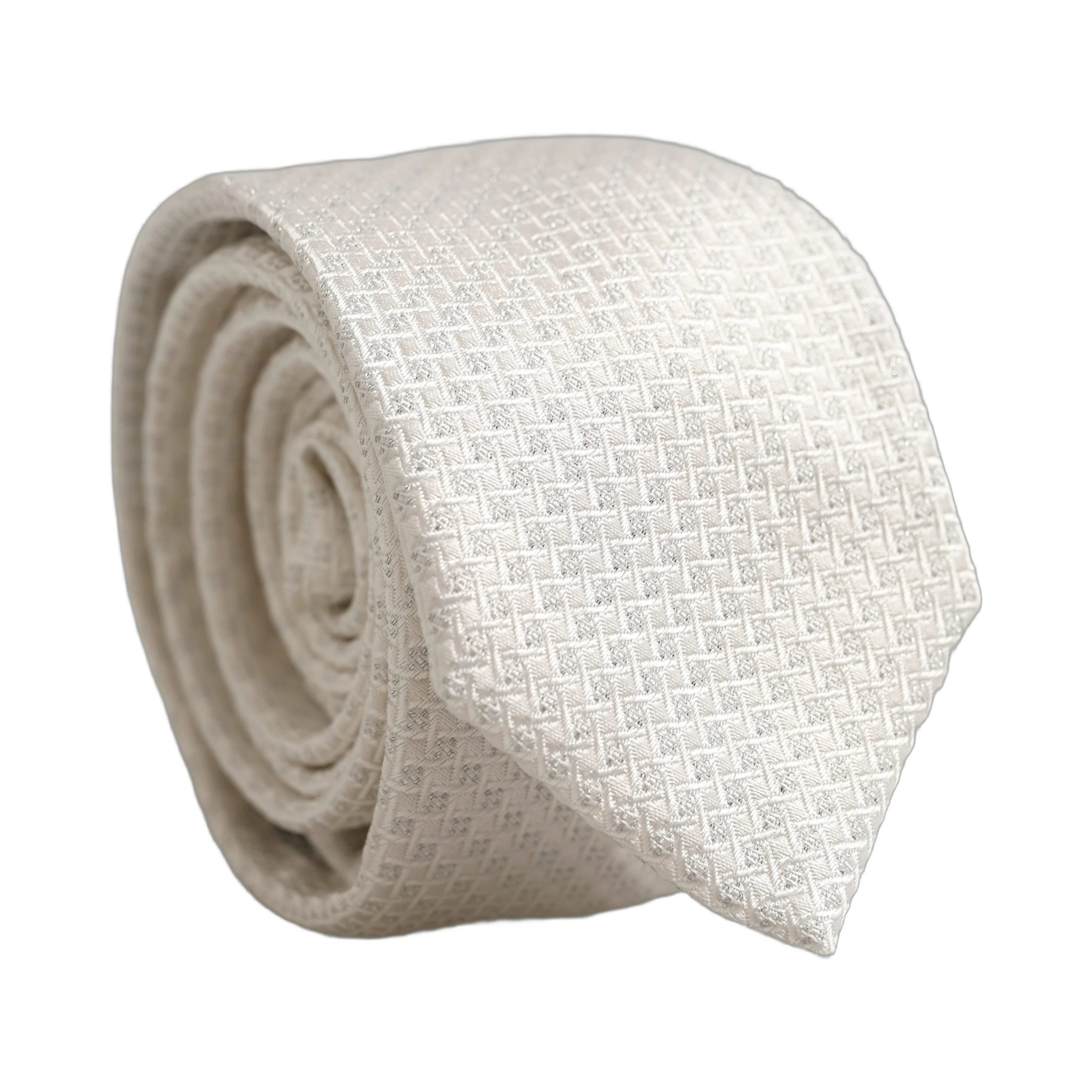 Men Off White Silk Woven Adjustable Tied Necktie Tie